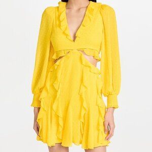 Alice + Olivia Mitzi Combo Cutout Godet Mini Dress Sunbeam